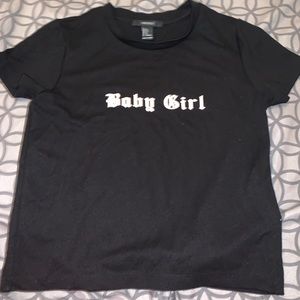 Woman’s cropped baby girl black t shirt